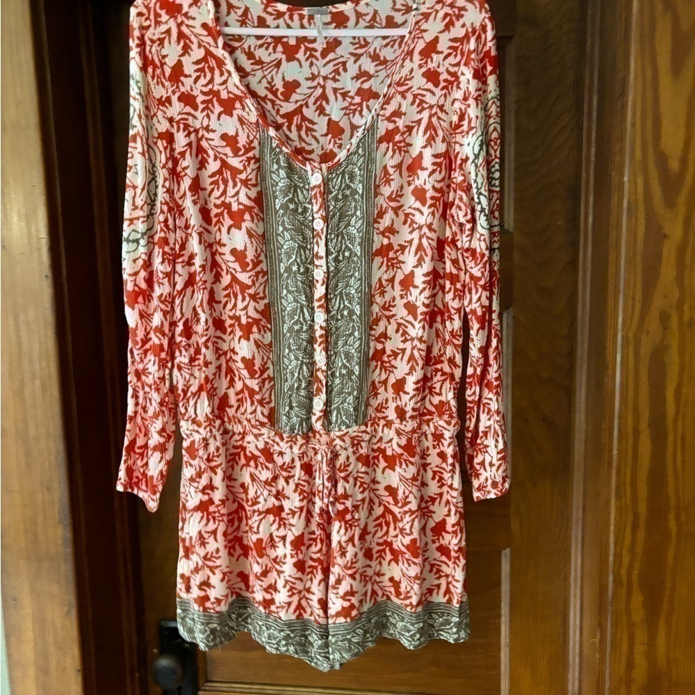 Free People Red and White Patterned Romper Sz.Xs - Picture 8 of 10